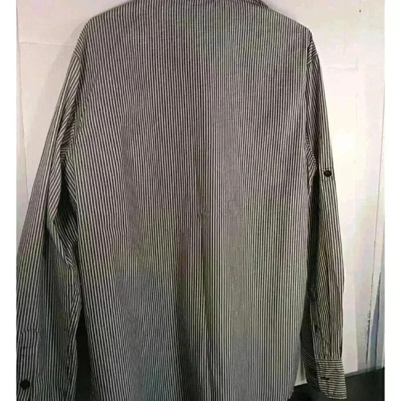 "SOUTHPOLE" VTG Men's Button Down Long Sleeve Black/ White Strip Mens Size Large - Picture 7 of 7